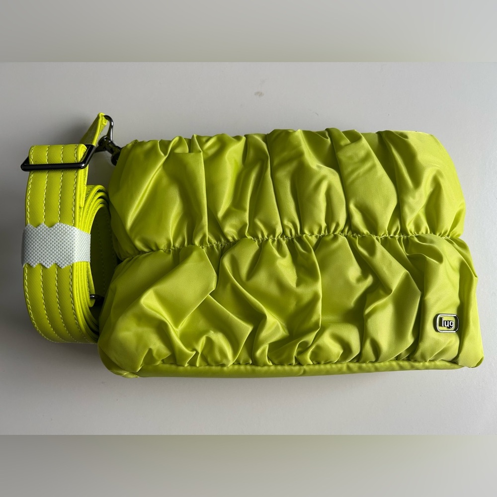 LUG FLOUNCE RUSHED CROSSBODY LEMON LIME NWT